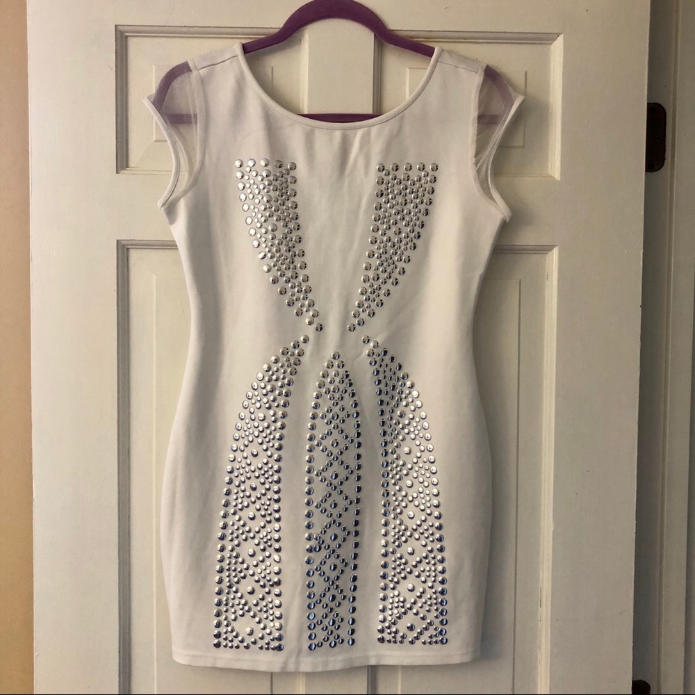 2b bebe White Dress w/Silver Decoration